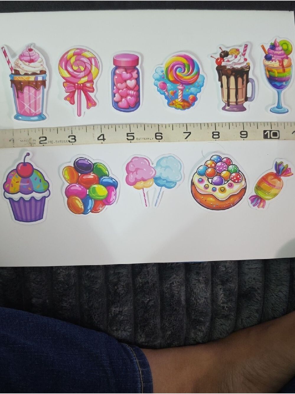 Assorted Candy-Themed Party Stickers - Pink & Multicolor - Lot Of 11
